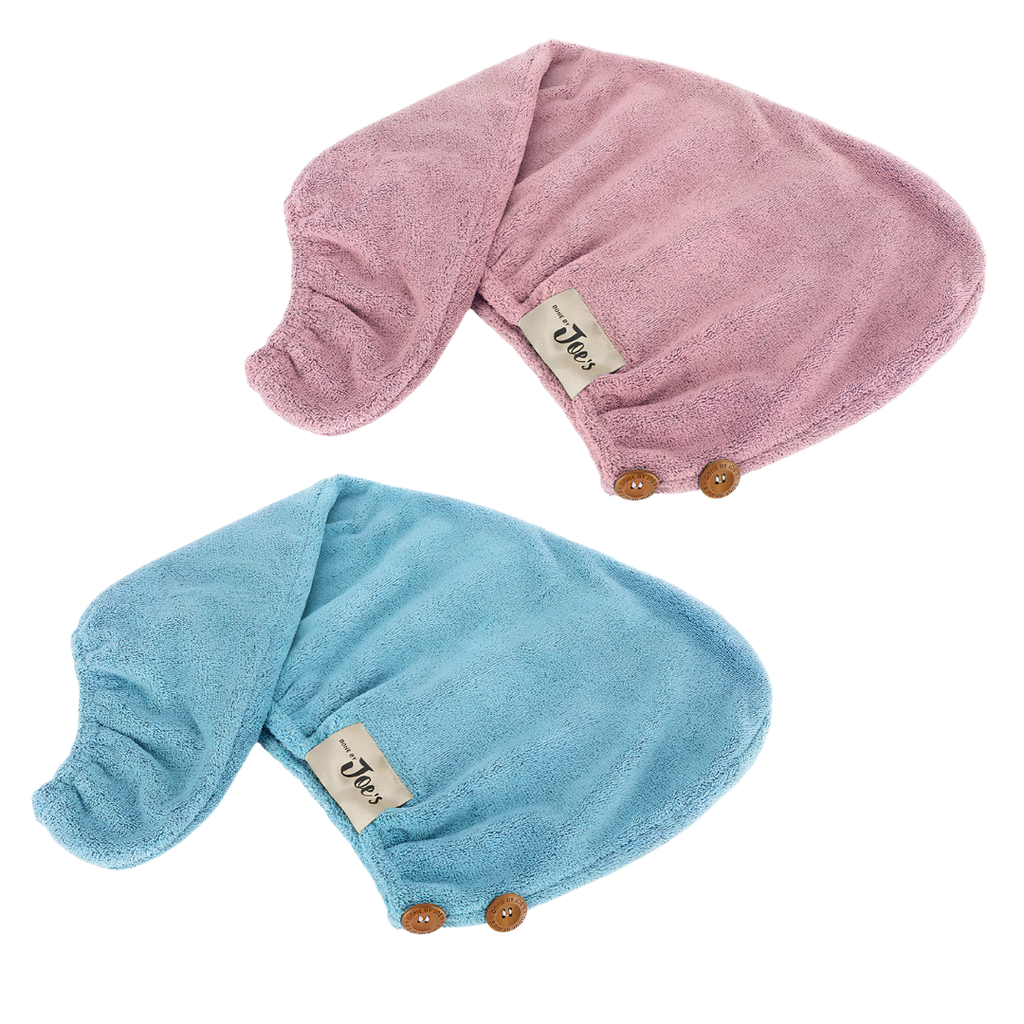 Organic Bamboo Charcoal Fiber Hair Towel - Blue & Pink