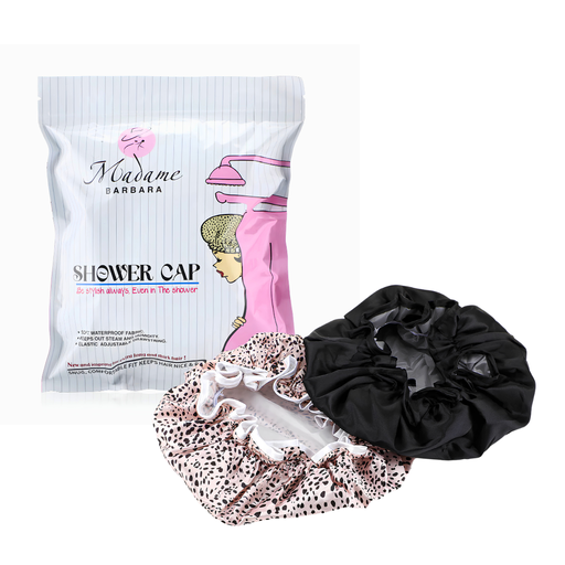 Waterproof Shower Cap - Black & Leopard